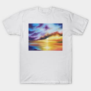 Rainbow Sunset Painting, Bright Beach Painting, Light Beautiful Sunset Art, Original Artwork, Sunset Living, Coastal Decor T-Shirt